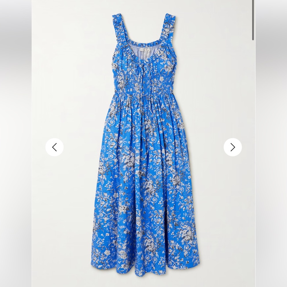 Doen Emmaretta Dress. Blue with white florals. New with tags. Size M.